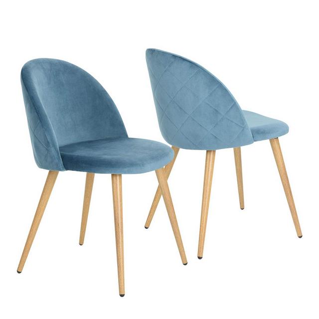 Coavas Sedie in morbido velluto seduta e schiele imbottiti con gambe in metallo stile legno per sedie da camera da pranzo e soggiorno Blue