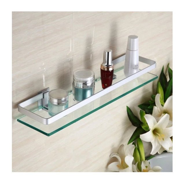 HBlife contenitore cosmetici per il bagno con mensole in vetro e alluminio 1