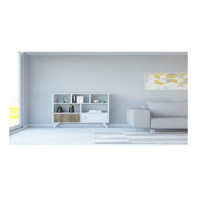 Libreria Ducky Scaffale Mobile con Ante Ripiani da Salotto Ufficio Bianco in Legno 90 x 22 x 105 cm