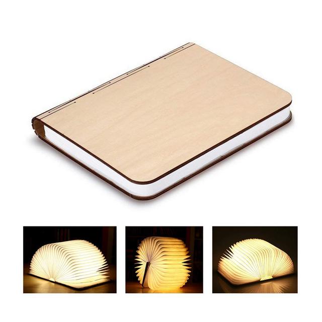 Pieghevole legno Lampade Libro USB Ricaricabile in LED Luce Nottur Luci Booklight Decorative Lampada da Tavolo [Classe di efficienza energetica A] Acero bianco 22 x 17 cm