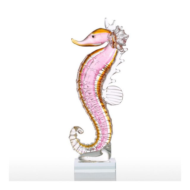 Seahorse Regalo Ormento di Vetro Figurine Animale Handblown Decorazione Casa Rosa e Giallo