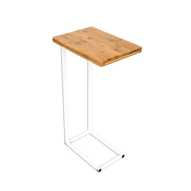 Tavolino da caffè di Design tavolino da Parete in U Moder Combizione di Acciaio Inox e Legno turale Telaio in Acciaio Colore Bianco